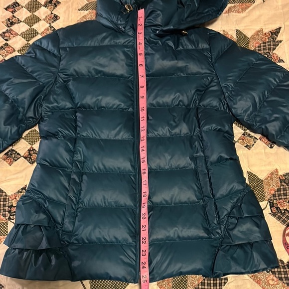 Betsy Johnson | Teal Puffer Jacket with Hood - Picture 10 of 13